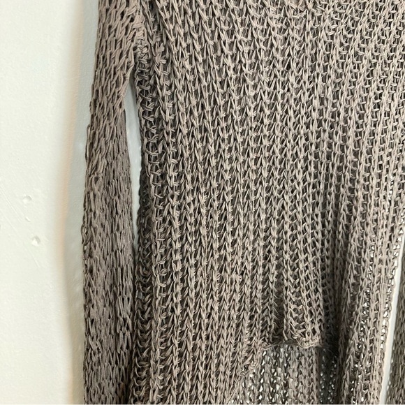 Helmet Lang open weave Italian yarn v-neck high low sweater in brown size large - Picture 5 of 7